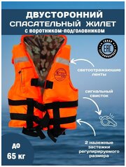 Спасательный жилет POSEIDON FISH Life vest взрослый до 65 кг с подголовником гимс, Беларусь