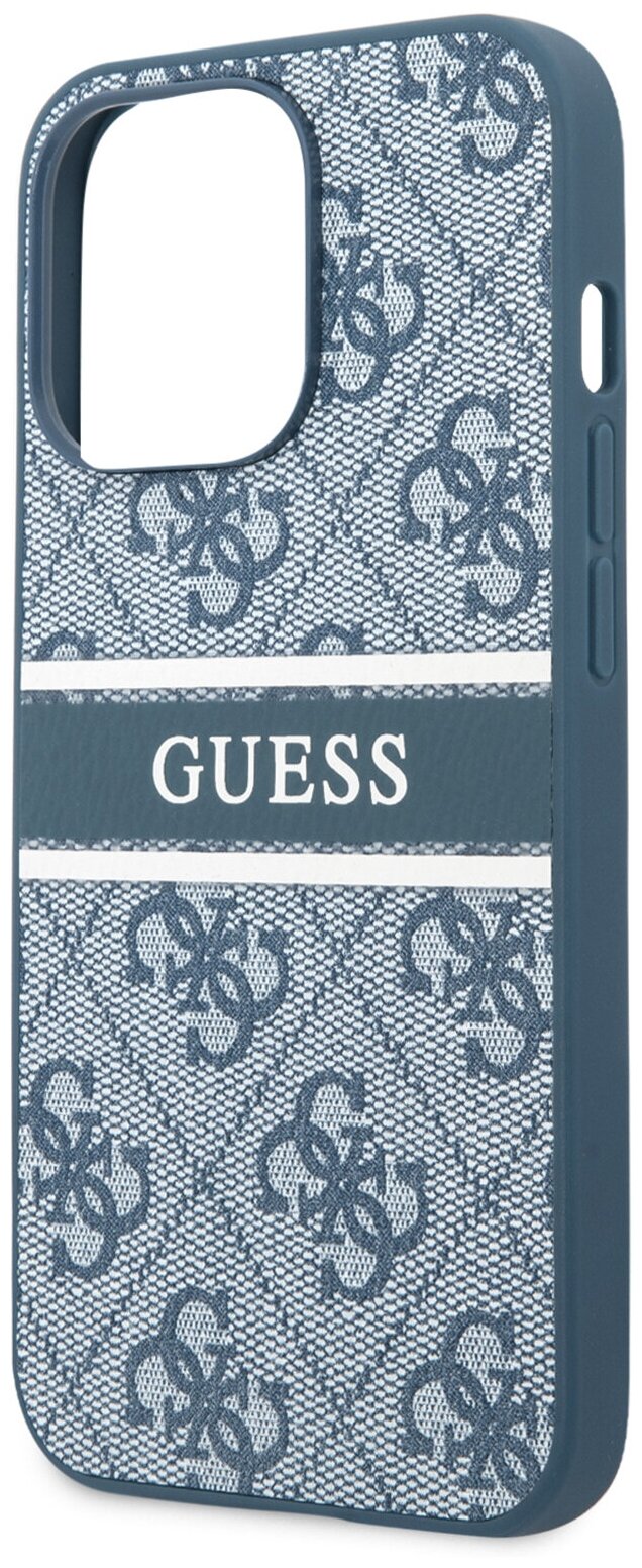 Guess для iPhone 13 Pro чехол PU 4G Stripe printed logo Hard Blue