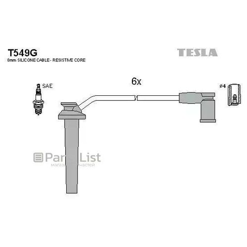 Провода Зажигания Tesla T549g (Ford) (К1) TESLA арт. T549G