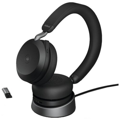 Стереогарнитура Jabra Evolve2 75 Stereo LINK380C Wireless Headset + Dock MS черный