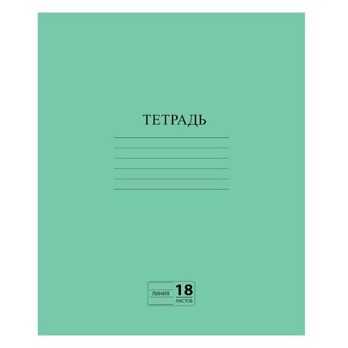 Тетрадь зелёная обложка 18 л. линия с полями офсет №2 эконом 