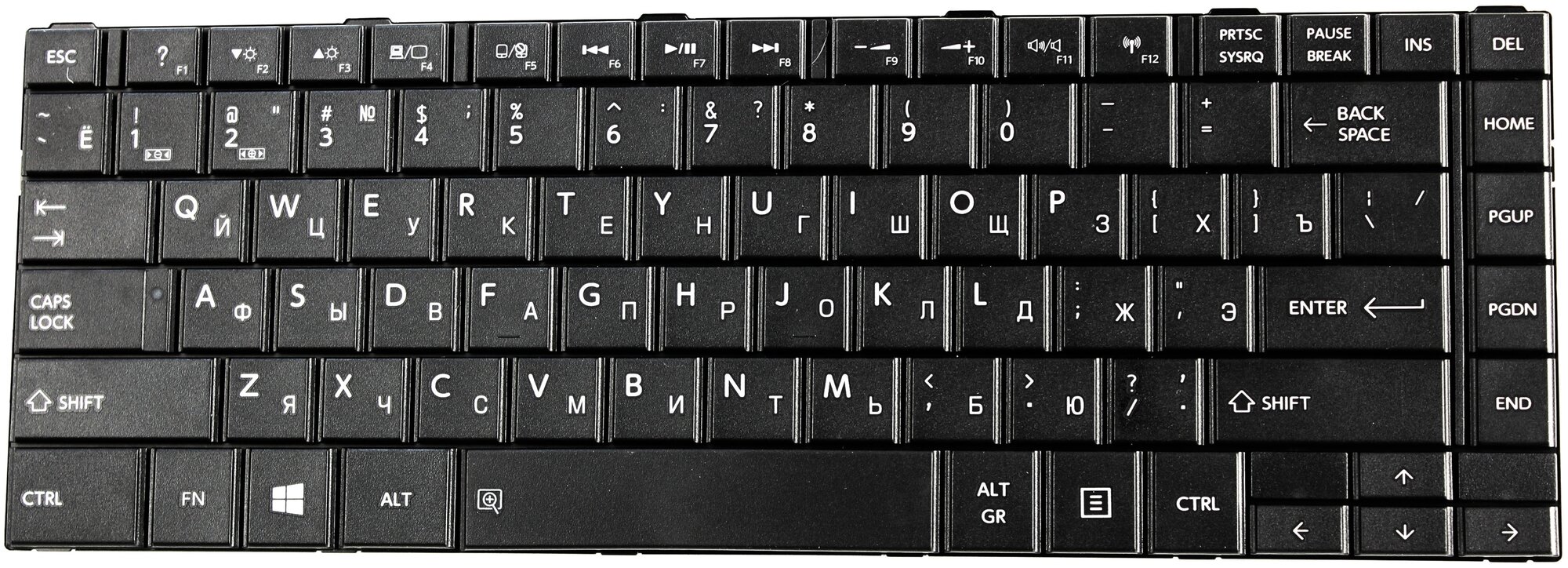 Клавиатура для ноутбука Toshiba Satellite L800 L830 L805 C800 M800 M805 Series Плоский Enter Черная без рамки PN 9ZN7SSQ001