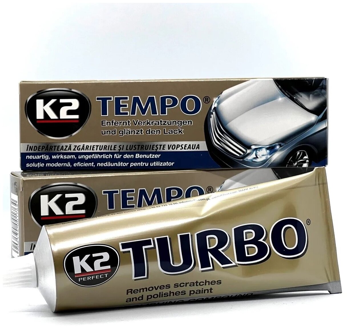 Паста полироль для автомобиля К2 Turbo Tempo 120гр, паста для полировки