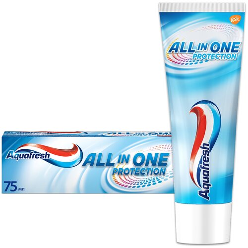 Зубная паста Aquafresh All-in-One Protection, 75 мл, 75 г, голубой зубная паста аквафреш all in one protection 75 мл комплект из 8 шт