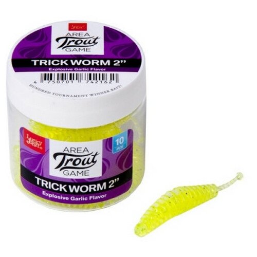 Съедобные искусственные слаги LUCKY JOHN LJ Pro Series TRICK WORM, 2.0 дюйма (5.0 см), цвет 071, 10 шт. 140160-071 слаги съедоб lucky john pro series trick worm 2 0 10шт 140160 t90