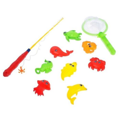 Магнитная рыбалка для детей Морские жители, 10 предметов: 1 удочка, 1 сачок, 8 игрушек магнитная рыбалка для детей морские жители 10 предметов 1 удочка 1 сачок 8 игрушек цвета микс