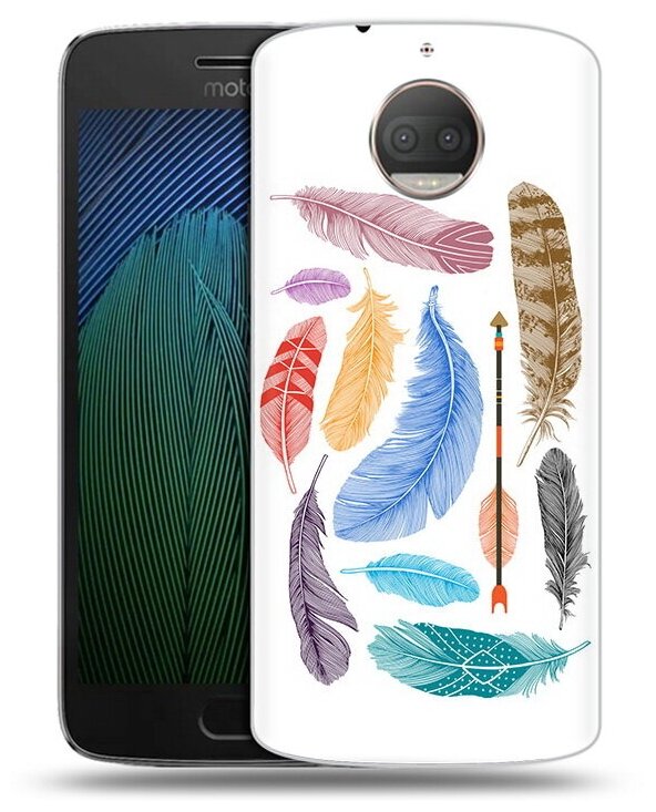 Чехол задняя-панель-накладка-бампер MyPads разноцветные перья для Motorola Moto G5S Plus 5.5 противоударный