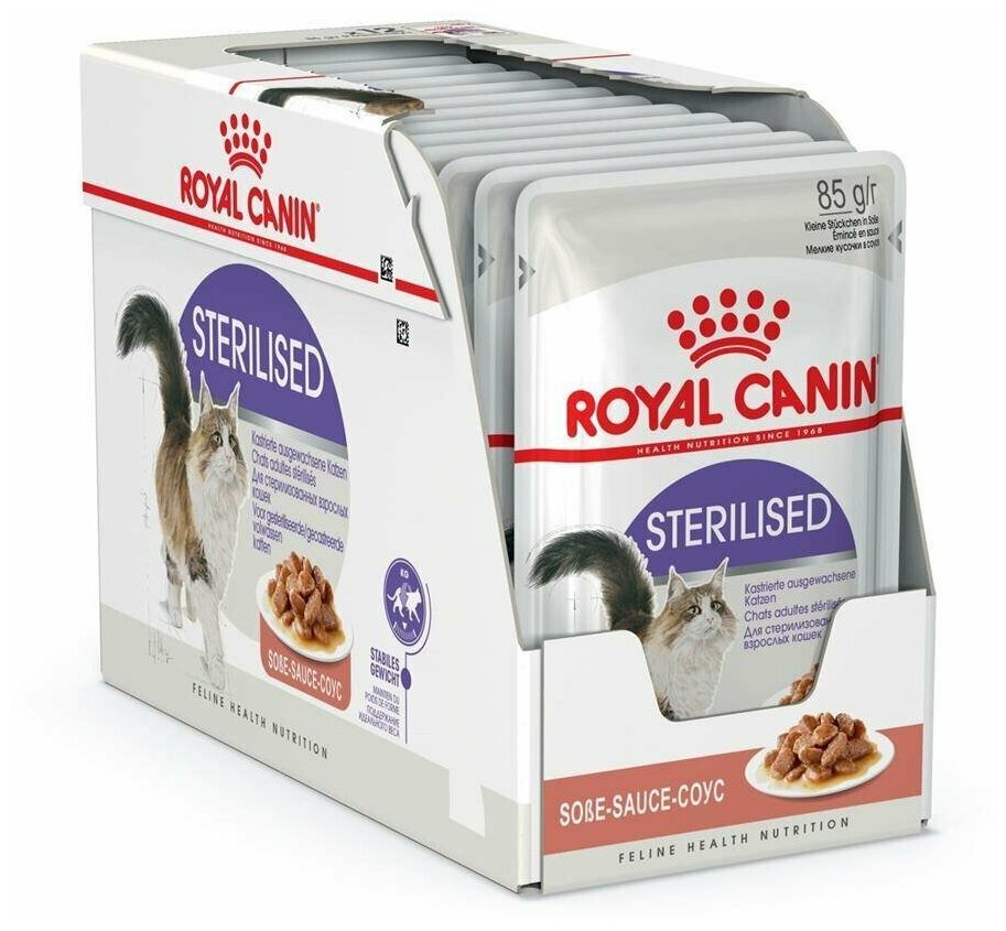 Влажный корм для стерилизованных кошек Royal Canin Sterilised 85 г кусочки в соусе (24 шт х 85 г) - фотография № 3