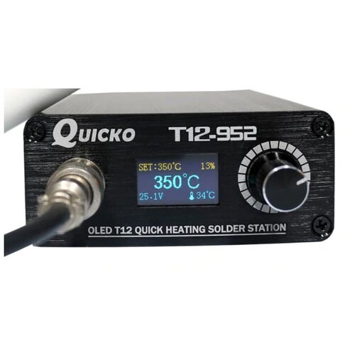 Паяльная станция T12 QUICKO T12-952 с ручкой T12-907 и 2 жалами и шнуром в комплекте 11180₽