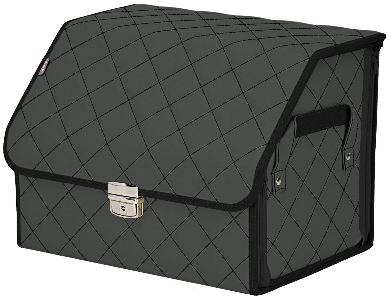 Органайзер-саквояж в багажник "Союз Премиум" (размер M). Цвет: серый с черной прострочкой Ромб.