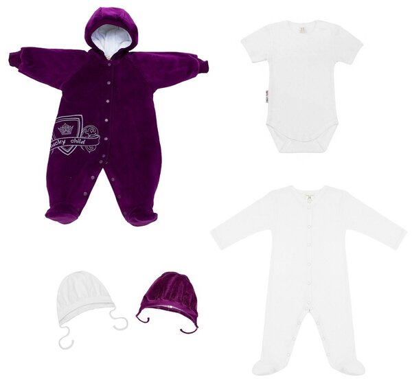 Комплект одежды lucky child для девочек, комбинезон и боди и чепчик, повседневный стиль, подарочная упаковка