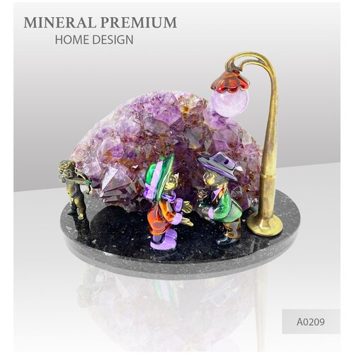 Талисман на крепкие отношения Влюблённая пара с амуром из бронзы и камнем любви и гармонии, аметистом