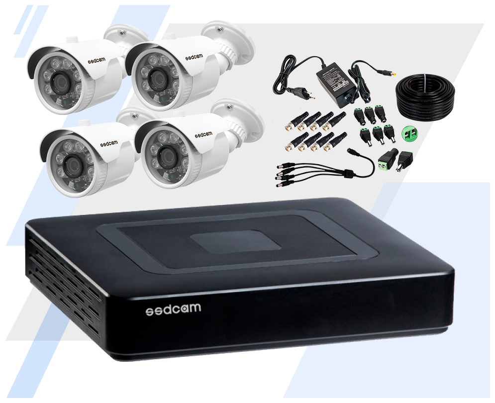 Комплект видеонаблюдения на 4 уличных AHD видеокамеры 2.1 мегапикселя (1920х1080) SSDCAM AVK-02