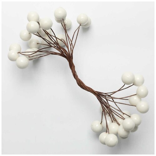 Ягодки искусственные гладкие на проволоке, 40 шт. на проволоке/размер ягодки 12 мм