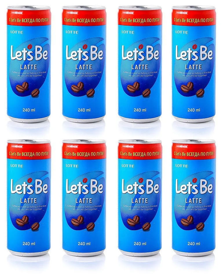 Кофейный напиток Lotte Let's Be Latte (Латте), 8 банок по 240 мл.