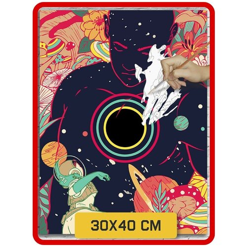 картина по номерам на холсте эзотерика космос лошадь 6834 в 30x40 Картина по номерам на холсте Эзотерика (космос, красочная картина планеты, звёзды) - 8309 В 30x40