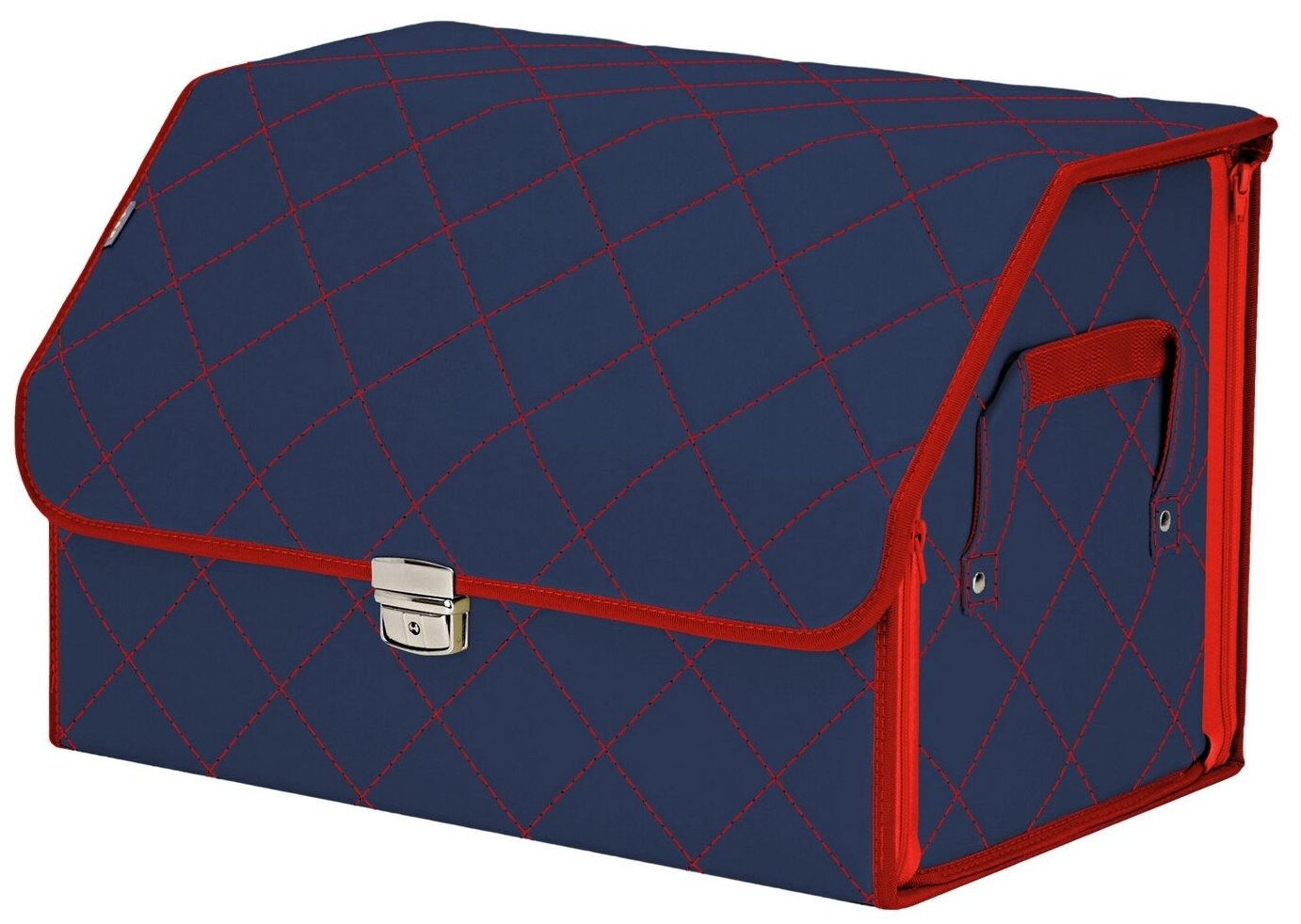 Органайзер-саквояж в багажник "Союз Премиум" (размер L). Цвет: синий с красной прострочкой Ромб.