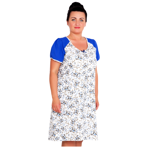 фото Сорочка lika dress средней длины, короткий рукав, трикотажная, размер 48, синий
