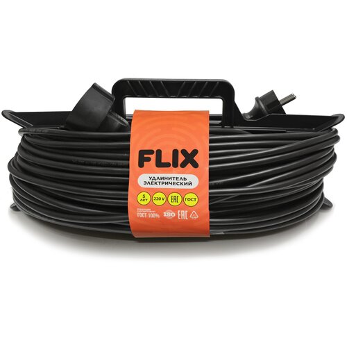 Удлинитель на рамке 50 метров 3х1.5 черный FLIX