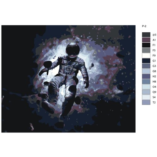 Картина по номерам, 48 x 60, IIIR-P-2, космонавт, космос, арт , Живопись по номерам, набор для раскрашивания, раскраска