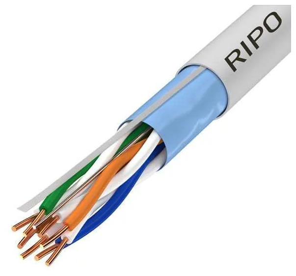 Премиум кабель витая пара для локальной сети LAN FTP4 CAT5E 24AWG Cu Ripo Premium Fluke test Флюк тест (КСВПВ-5е 4*2*0.51) 25 метров 001-122012-25