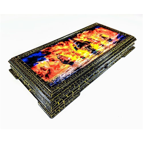 Нарды длинные короткие, подарочные, Морской бой кораблей, деревянные большие 70х70см, ручной работы, эксклюзивные фишки