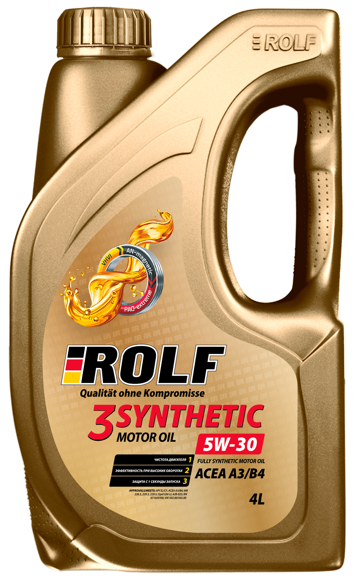 Масло rolf 3-synthetic 5w30 acea a3/b4 4л пластик Rolf 322733