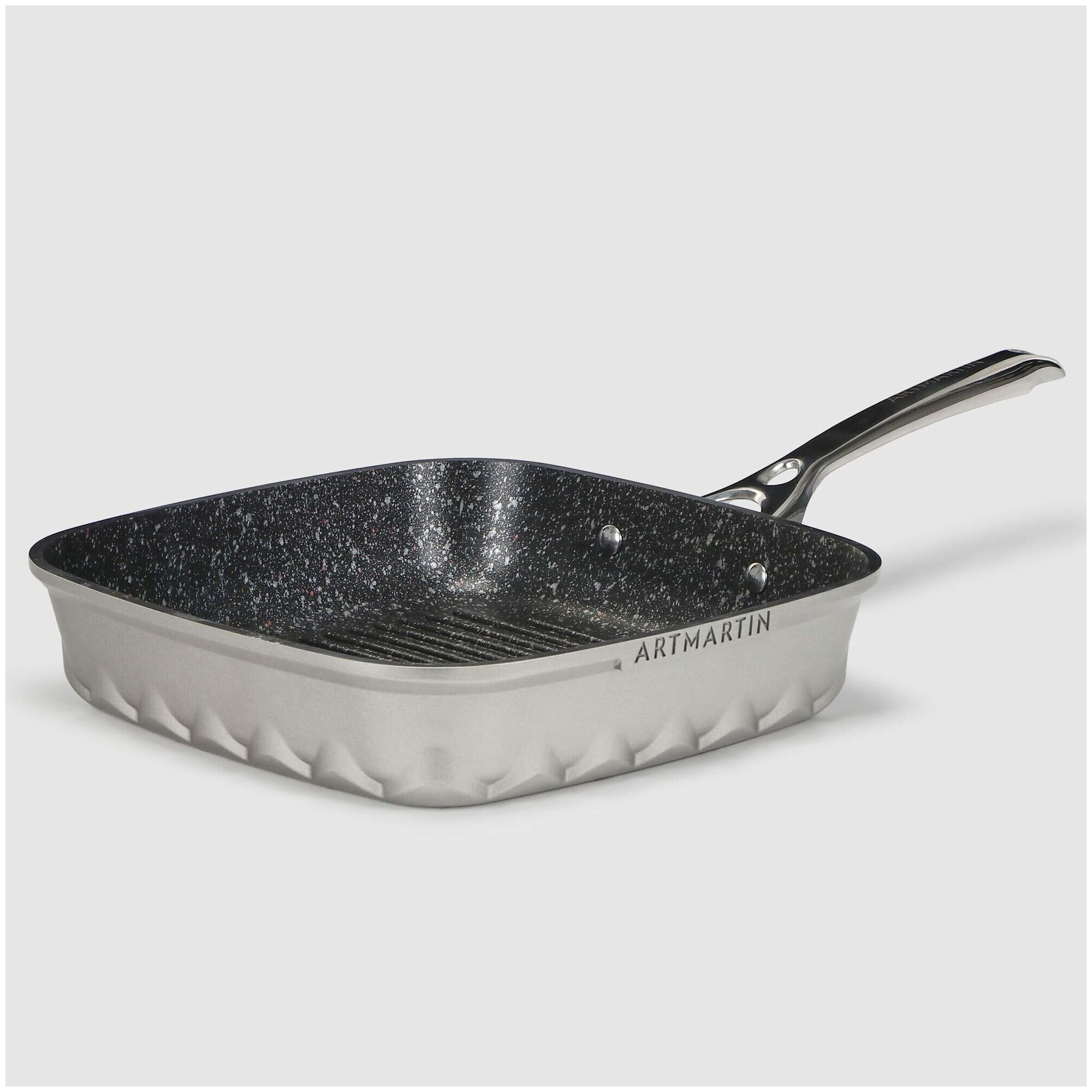 фото Сковорода гриль с антипригарным покрытием Kitchenstar Artmartin 26 см, для стейков и мяса, квадратная