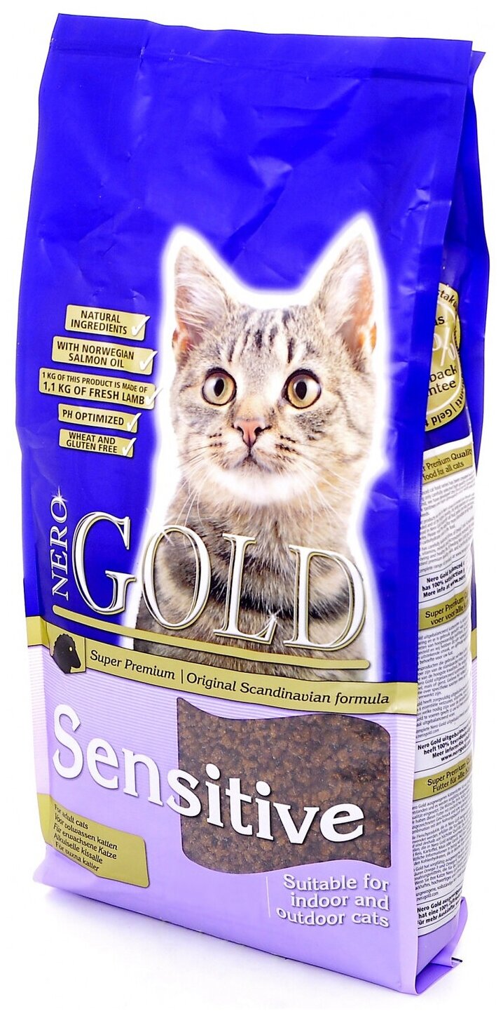 Корм Nero Gold Adult Sensitive для кошек с чувствительным пищеварением, с ягненком, 800 г - фотография № 2