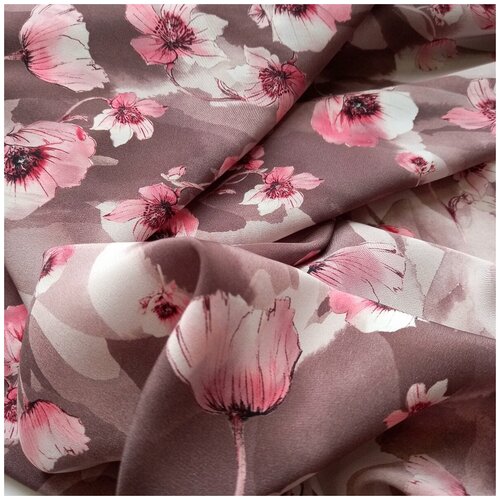 Ткань шёлк натуральный 100%, Италия, 0,5 м * 138 см, акварельные цветы