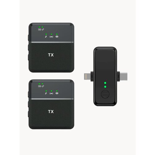 Петличный микрофон с шумоподавлением петличный микрофон беспроводной для телефона 2 в 1 для айфона и Type C AUX 2 микрофона 3678₽