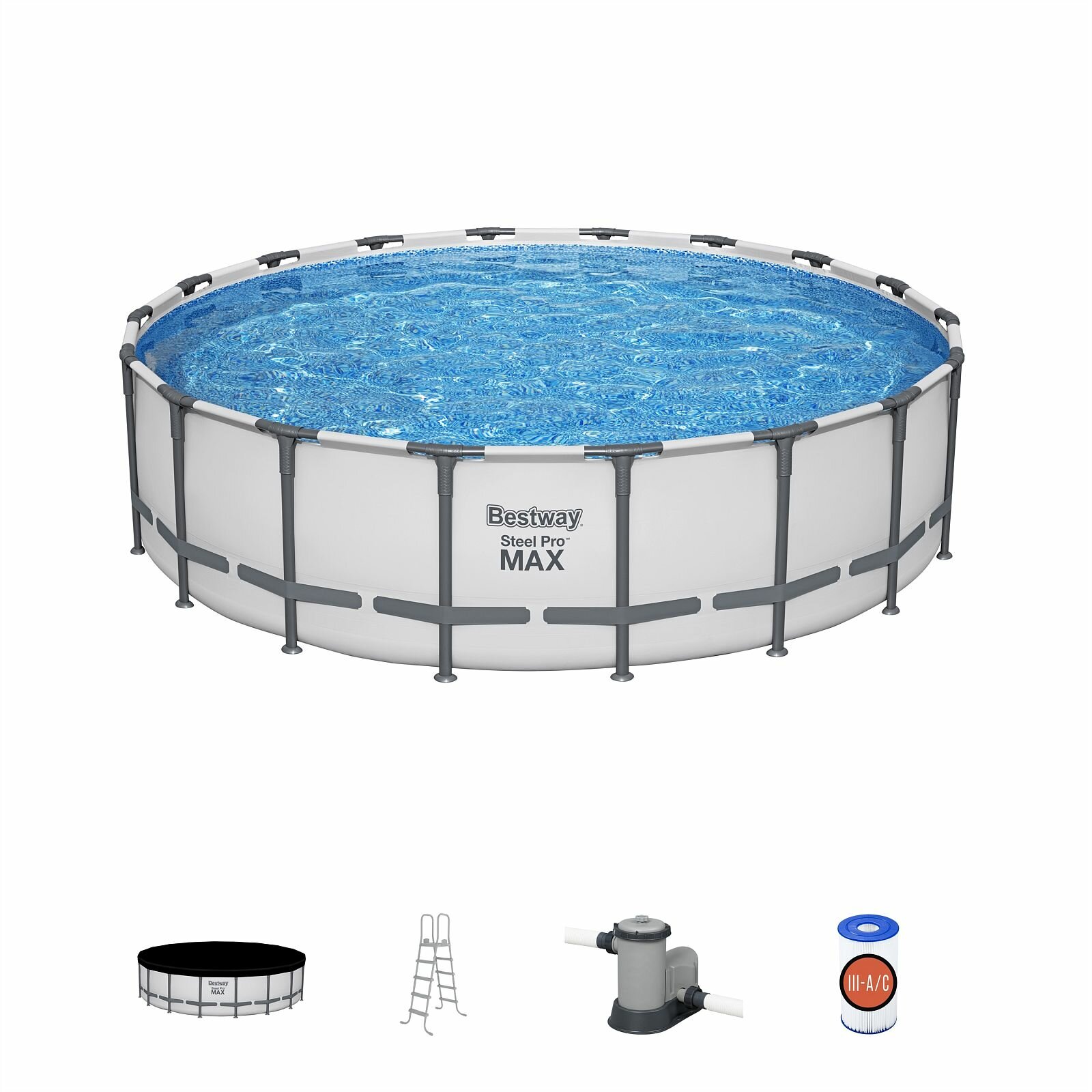 Каркасный бассейн Steel Pro Max 549x132 см 26000 л фил.-нас. 5678 л\ч лестн тент
