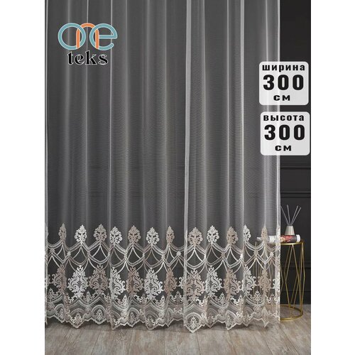 Тюль сетка с вышивкой 300x300