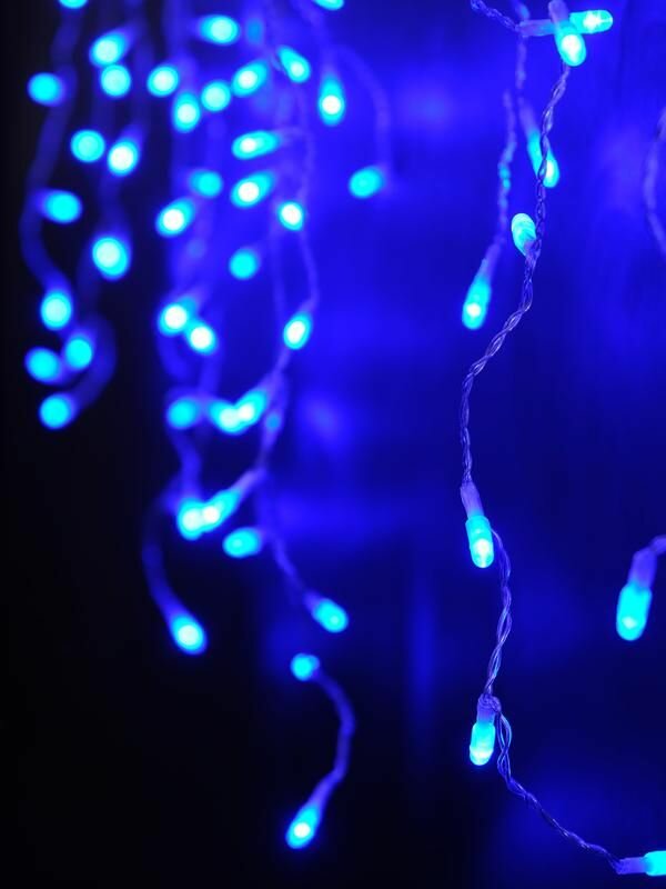 Гирлянда «Бахрома» OIC080B-C-E-31V 80 син. светодиодов 2х0.5м 20 нитей 16/48/40/24см с контроллером соединяемая до 10шт уличная SHLights 4690601049797