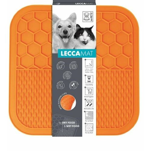 M-PETS Лизательный коврик для домашних животных оранжевый S 15x15x1 см