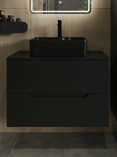 Изображение товара Тумба с раковиной подвесная 80 см Orange Line Li-80TubMDF+B01-475MB, черный