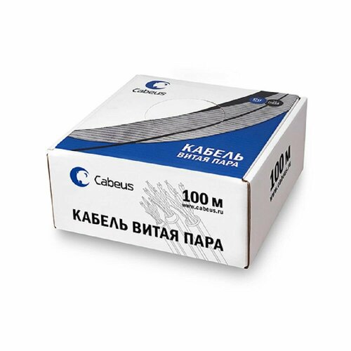 Cabeus Неэкранированная витая пара бухты UTP-4P-Cat.5e-SOLID-OUT-PE-UV-100 Кабель витая пара UTP U UTP , категория 5e, 4 пары 24 AWG , одножильный черный