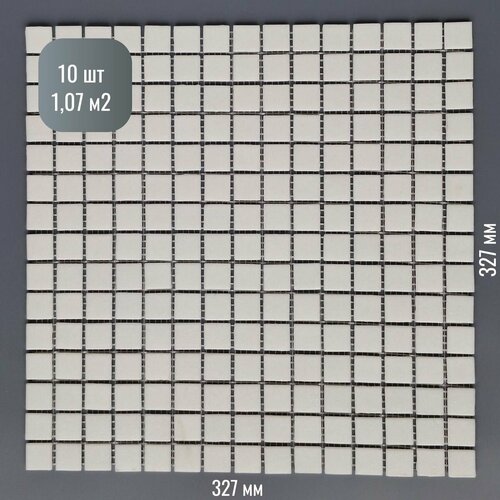Плитка Мозаика Surface стеклянная белая (уп.10 шт) / на сетке 327х 327 мм / размер квадратика 20x20x4 мм/ толщина 4 мм