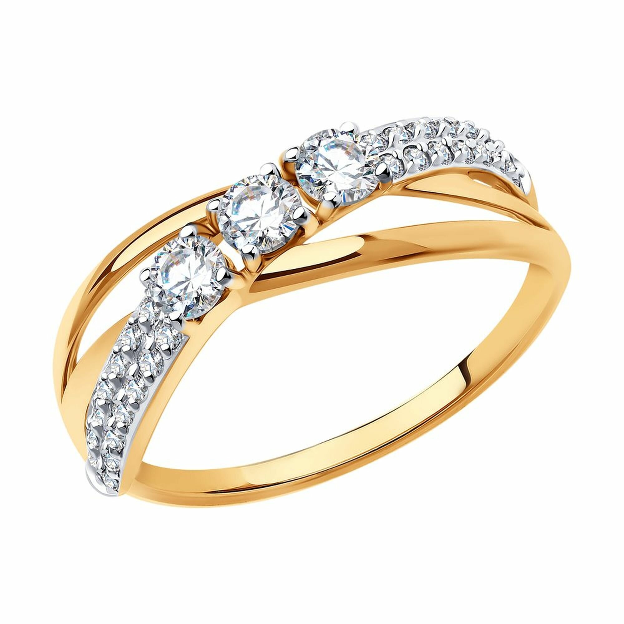 Кольцо дорожка Diamant online, красное золото, 585 проба, фианит