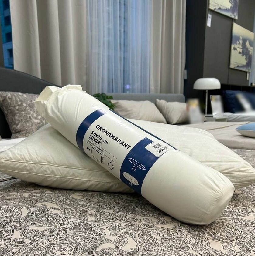 Подушка IKEA ГРЁНАМАРАНТ высокая 50x70 см ИКЕА светло-кремовый — фото 1