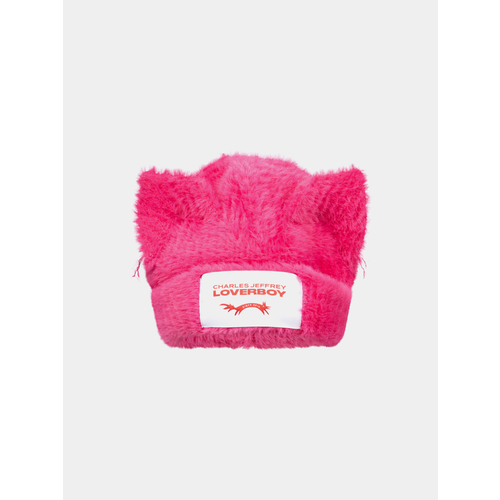 фото Шапка-бини charles jeffrey loverboy fluffy chunky ears для мужчин и женщин, размер onesize, розовый