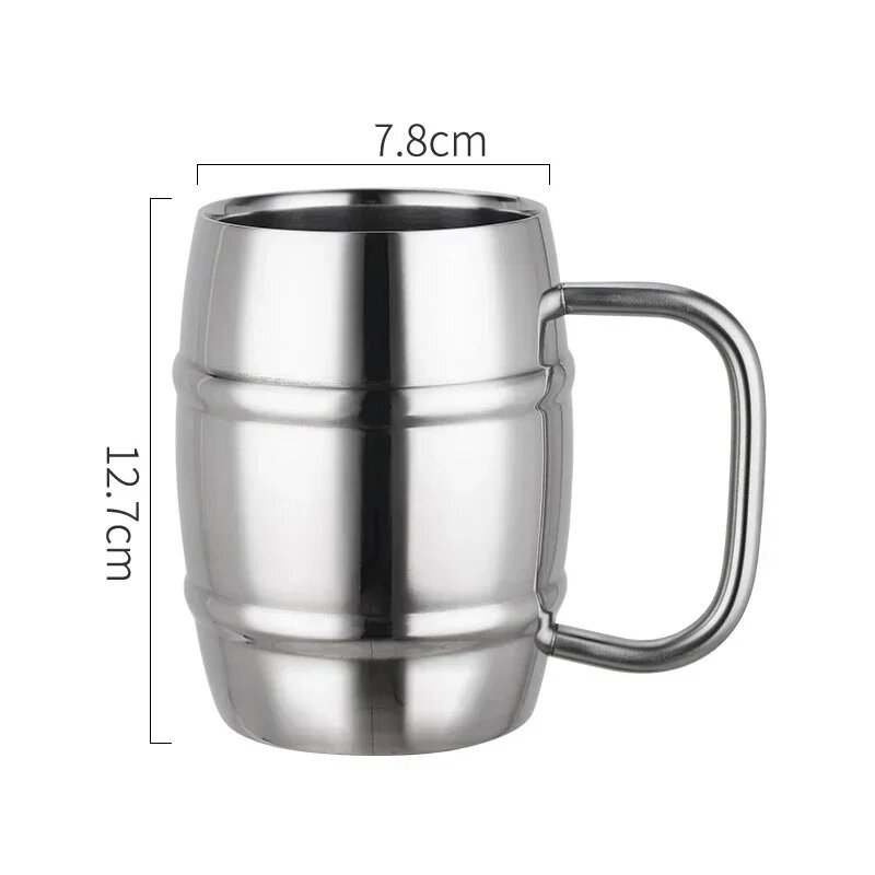 Термокружка пивная бочка 500ml, нержавеющая сталь