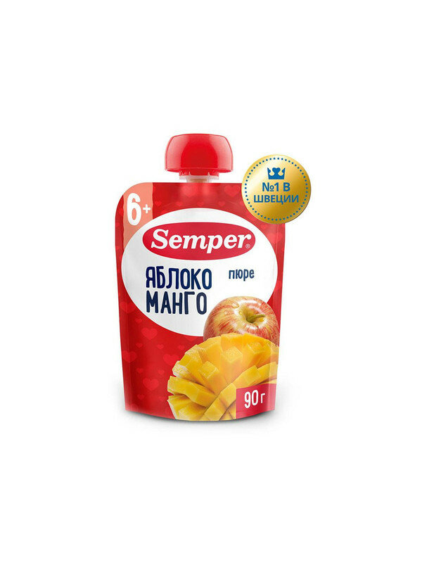 Пюре Semper яблоко манго 6м+ 90 гр