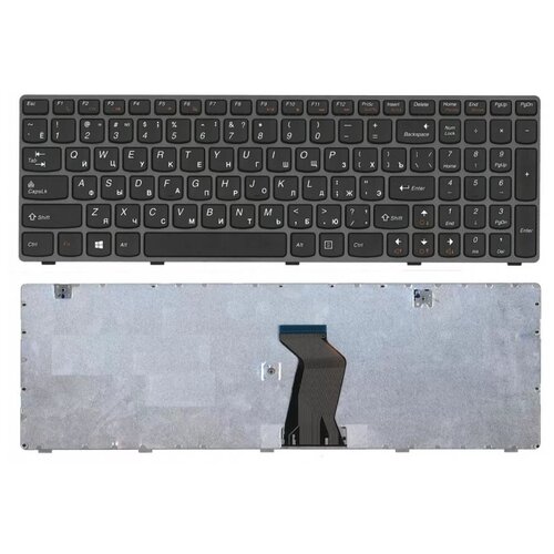Клавиатура keyboard G580-RU для ноутбука Lenovo IdeaPad G580 G580A G580AH G580AL G580AM G580E G580G G580GC G580GH черная с серой рамкой 1002₽