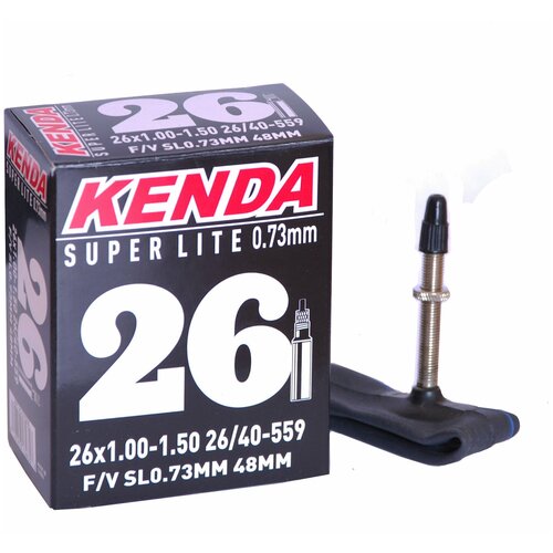 Велокамера Kenda 26x1.0-1.5 (26/40-559) F/V-48mm Super Lite велокамера 26 1 95 2 125 50 54 559 av 48 длинный ниппель chaoyang y080203 3082648 005