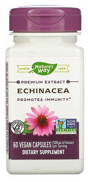 Nature's way Echinacea - эхинацея 500 мг 60 вегетарианских капсул