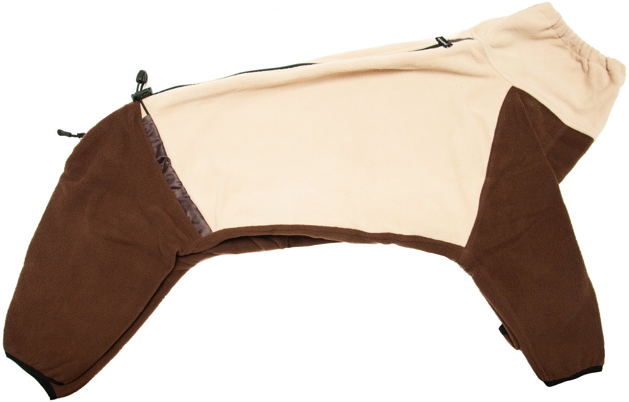 Флисовый комбинезон для собак на молнии , цвет бежево-коричневый , размер S3