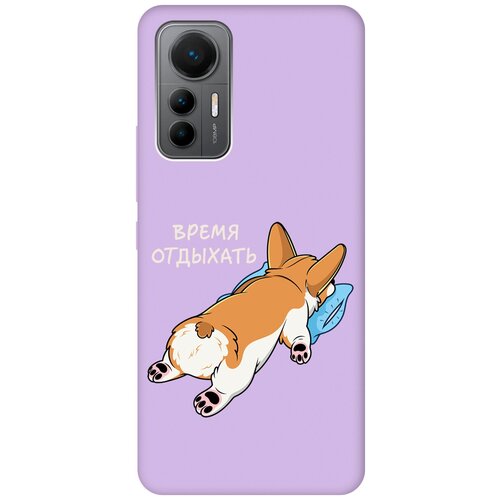 Силиконовый чехол на Xiaomi 12 Lite, Сяоми 12 Лайт Silky Touch Premium с принтом Relax for corgi сиреневый матовый чехол на xiaomi 12 lite сяоми 12 лайт soft touch красный