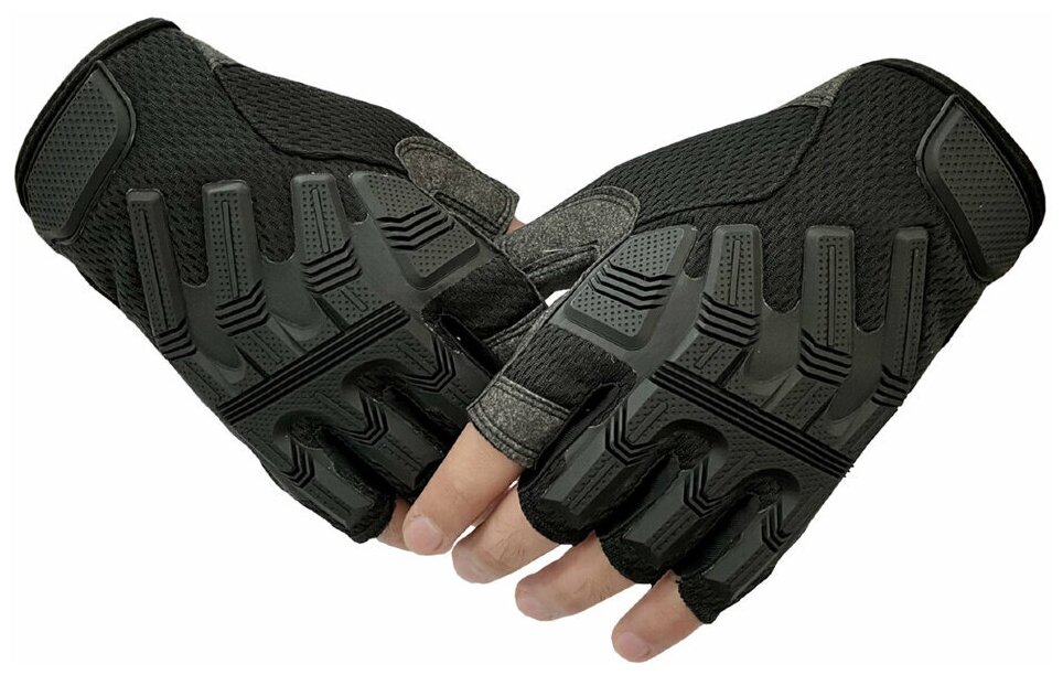 Тактические перчатки беспалые черные, XL (XL) — фото 1