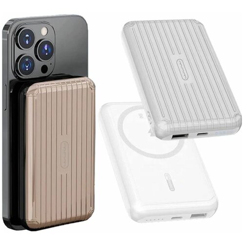 Повербанк для айфона WUW Бесповодная магнитная зарядка 10000mah 20W серебристо-белый 780000₽